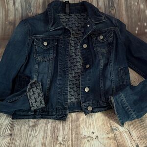 Aeropostale Dark Blue Denim Jacket with Horse Print Lining